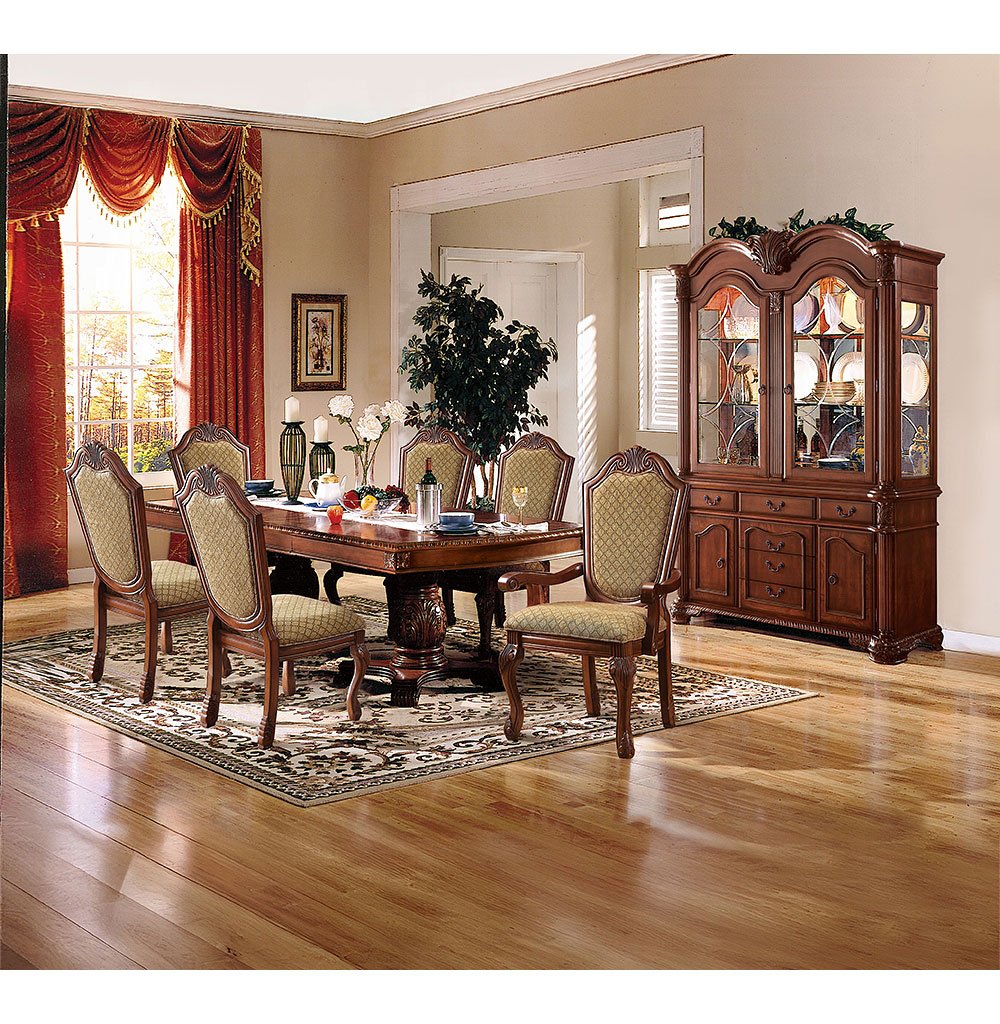 Chateau De Ville Dining Room Set W/ Fabric Chairs Acme Furniture