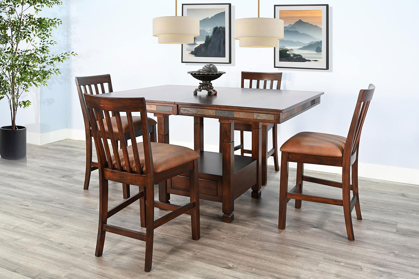 Santa Fe Adjustable Height Dining Room Set W/ Slatback Counter Height ...