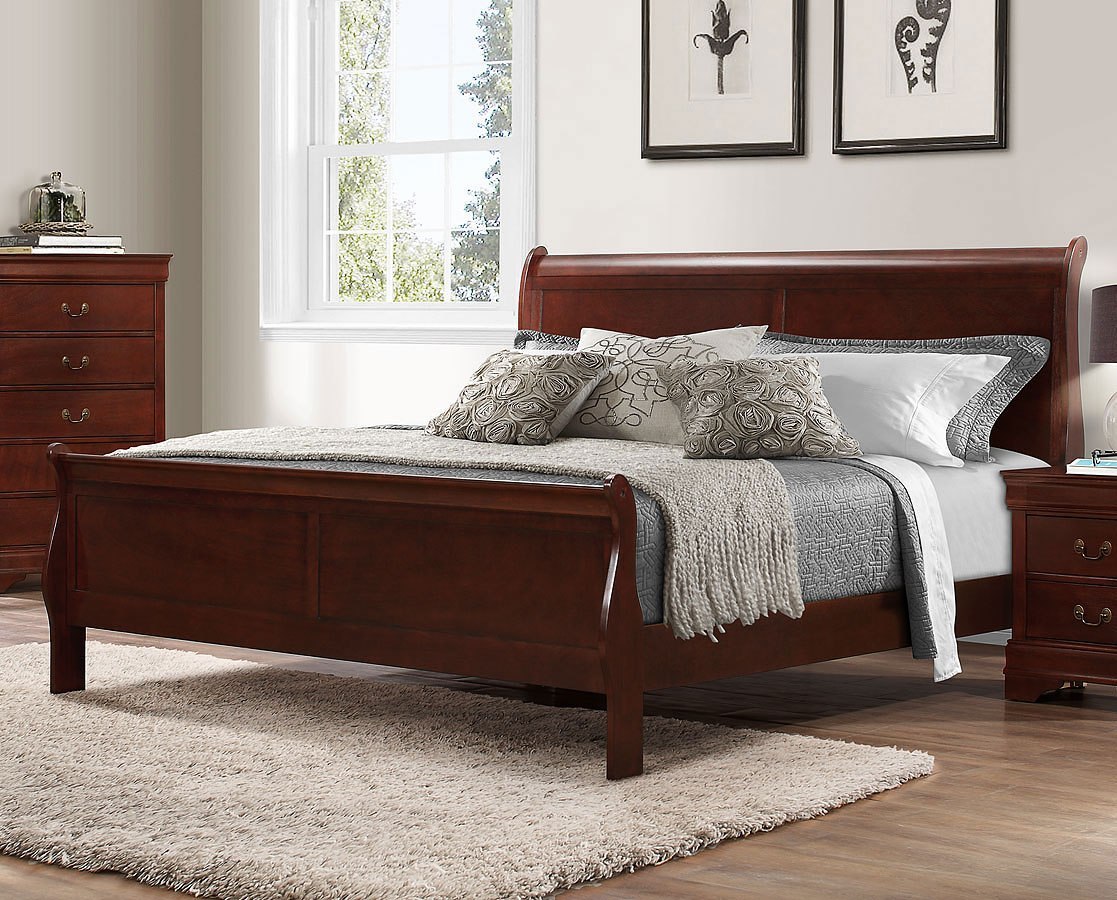 Louie Sleigh Bed (Cherry) Bernards