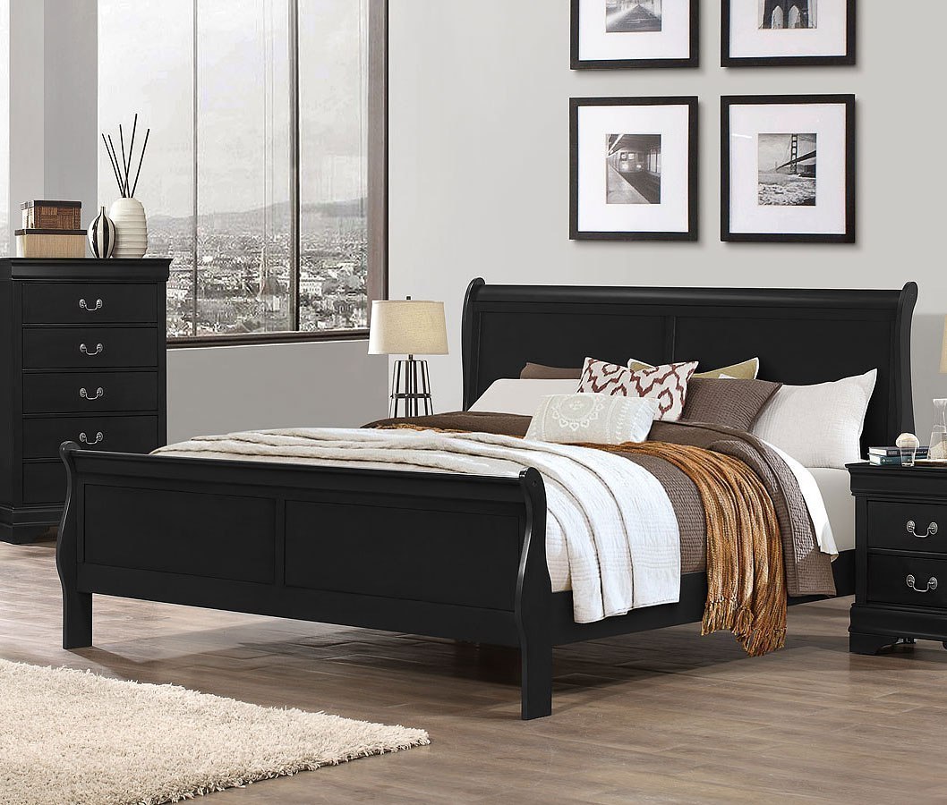 Louie Sleigh Bed (Black)