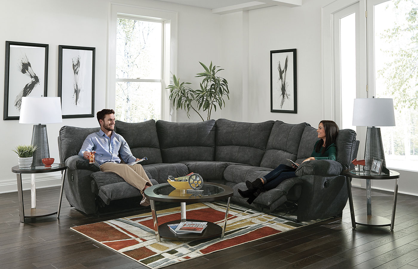 Shane Lay Flat Reclining Sectional Catnapper Furniture Cart