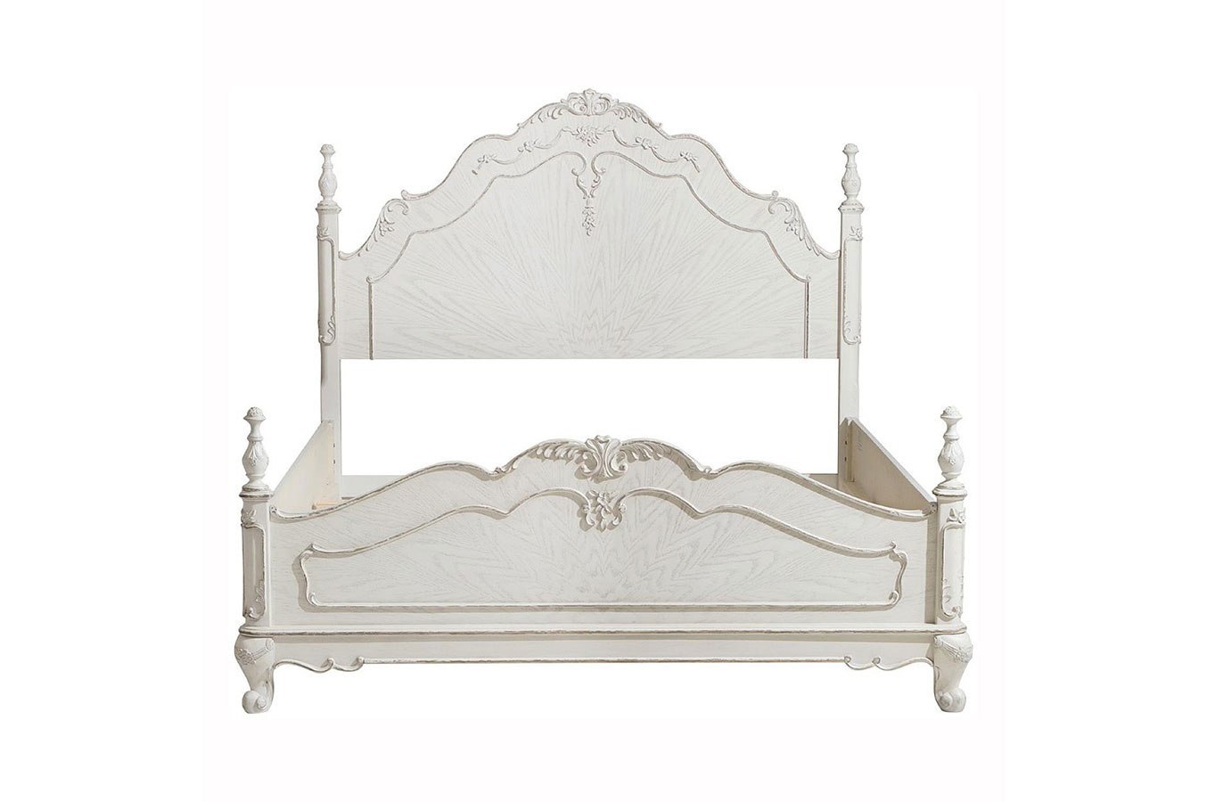 Cinderella Queen Panel Bed Antique White Homelegance Furniture Cart