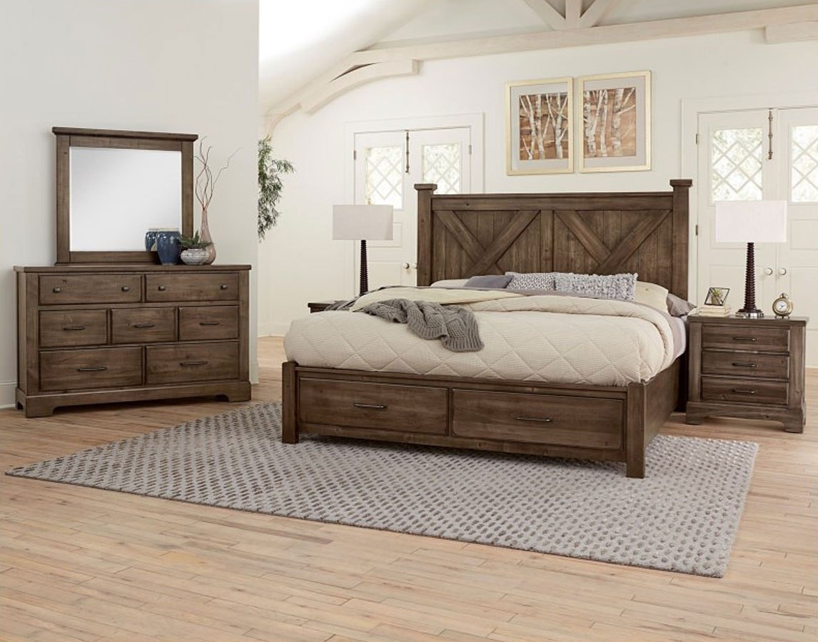 Cool Rustic X Style Storage Bedroom Set Mink Vaughan Bassett 1 Reviews Furniture Cart