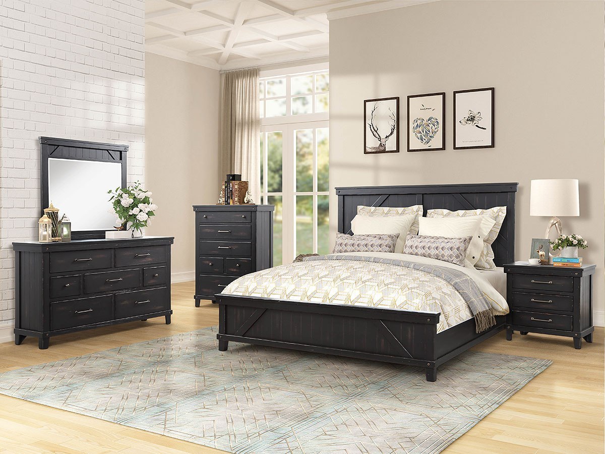 Black panel cheap bedroom set