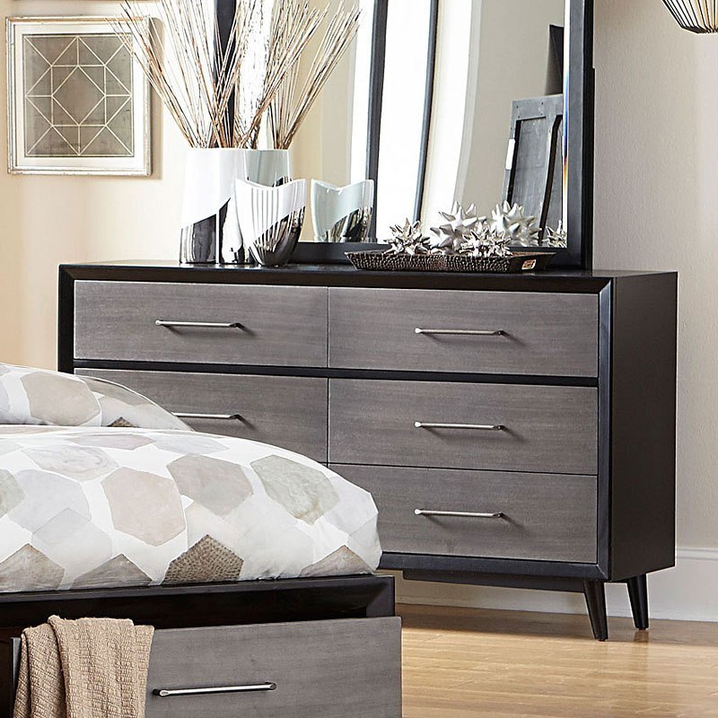 slim fit dress slacks Skamokawa Mid-Century Modern Distressed Gray 6-Drawer Double Dresser  24/7  Shop At Home