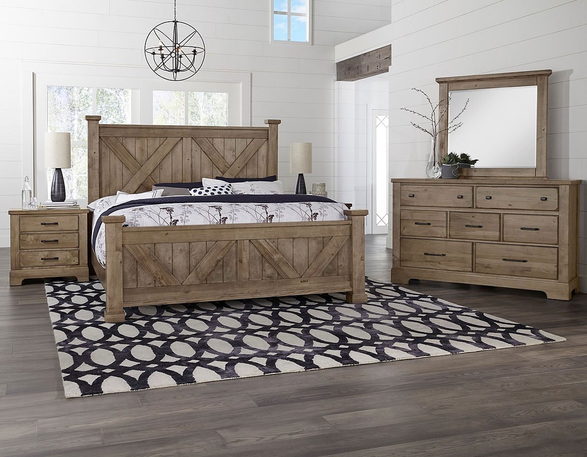 Cool Rustic X-Style Panel Bedroom Set (Stone Grey) Vaughan Bassett, 1  Reviews | Furniture Cart