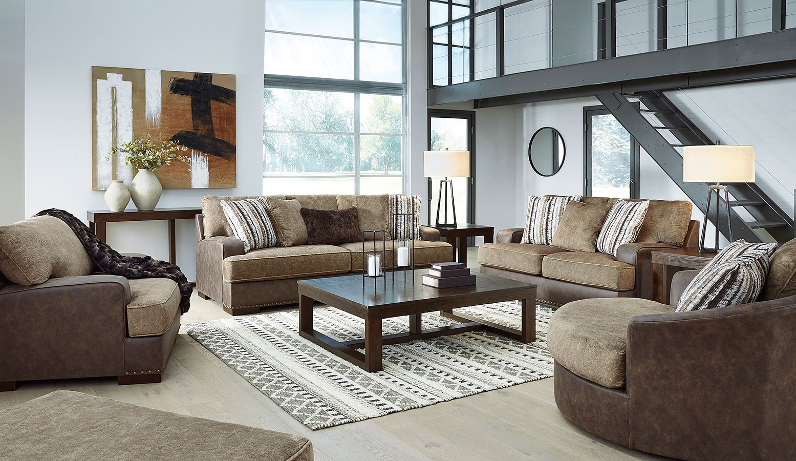 Alesbury Chocolate Living Room Set Signature Design | Furniture Cart