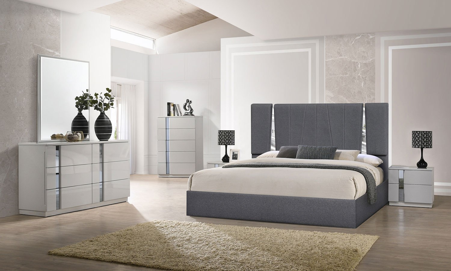 Paris matt grey bedroom furniture discount