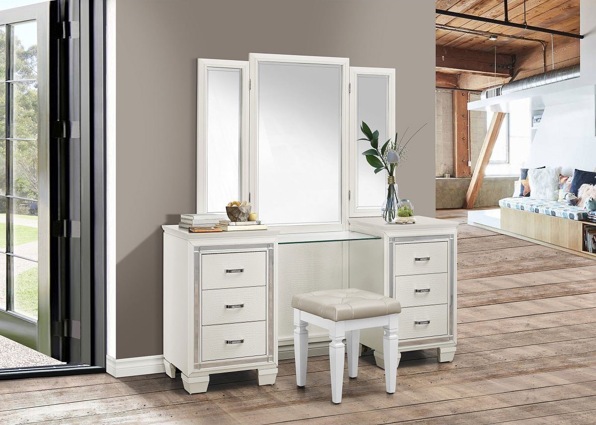 Allura Vanity Dresser w Mirror White