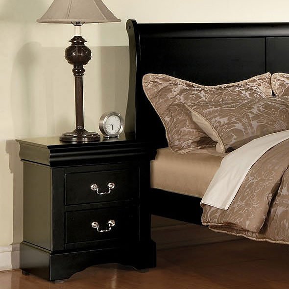 Louis Philippe III Sleigh Bed (Black) Acme Furniture