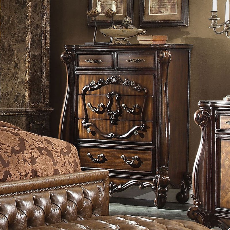 Versailles Upholstered Bedroom Set (Cherry Oak) Acme