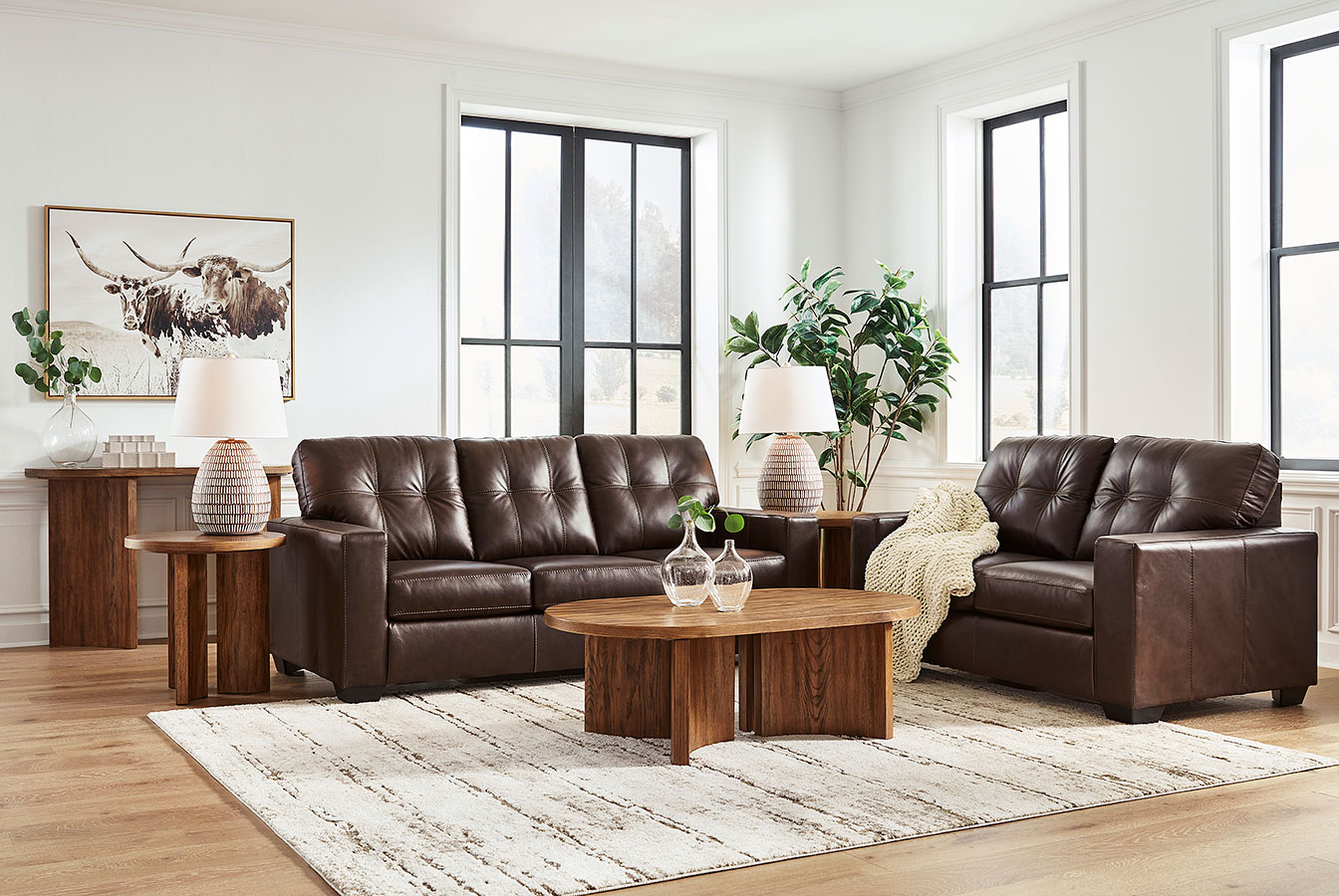 Santorine Dark Brown Living Room Set Signature Design Furniture Cart