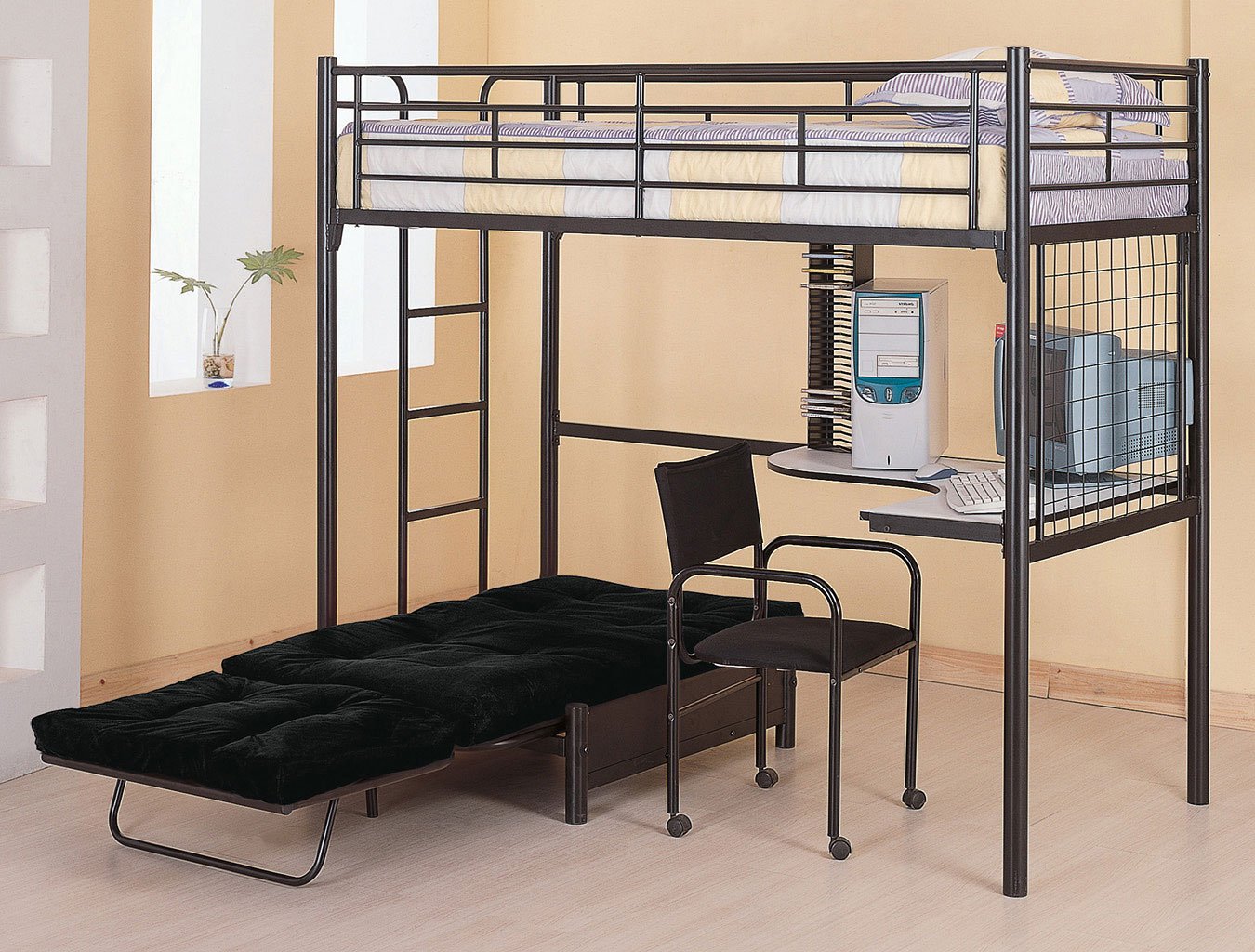 Convertible loft discount bed with desk