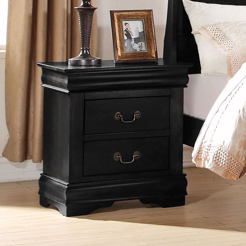 Louis Philippe Nightstand (Black) Acme Furniture