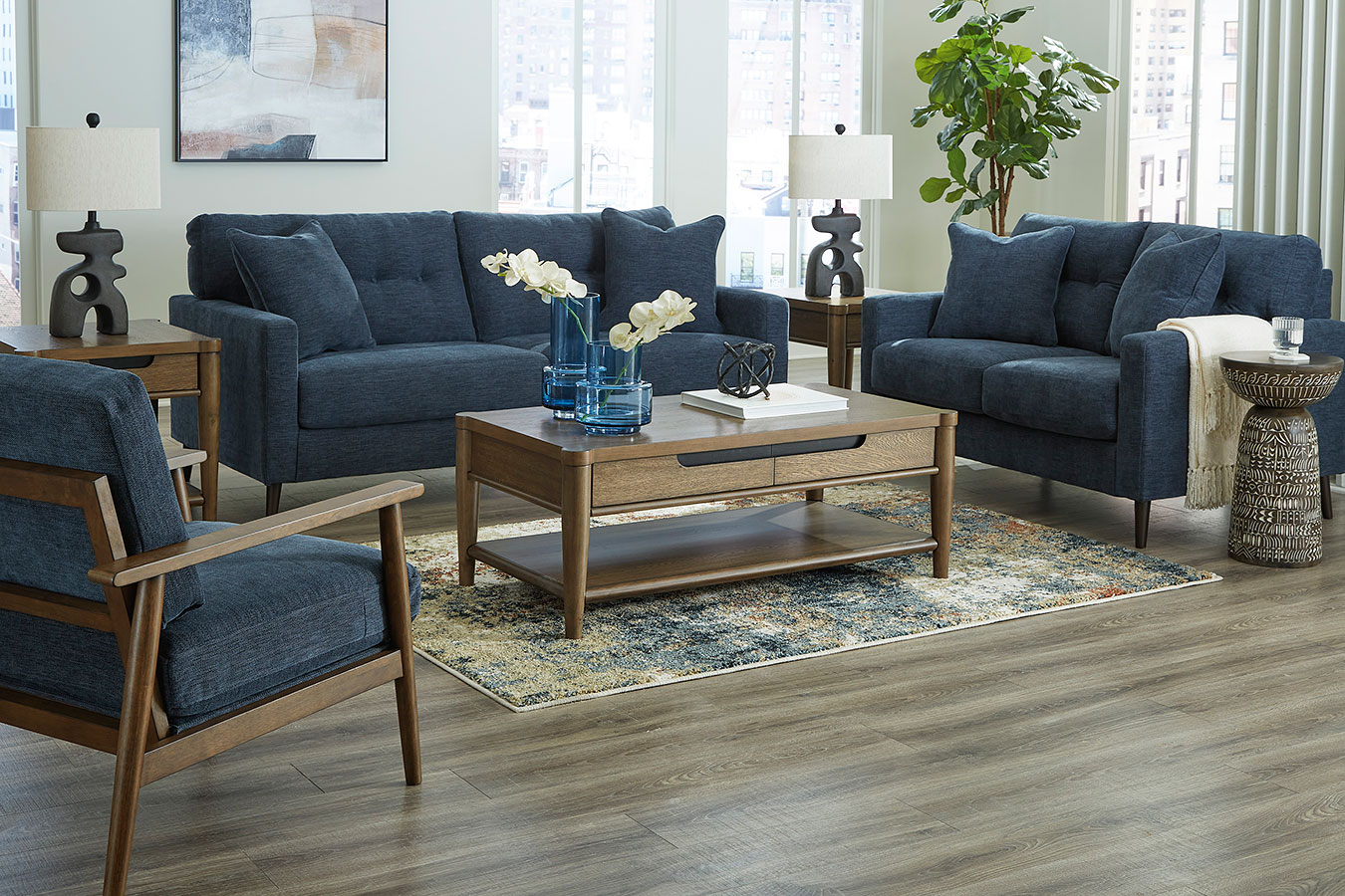 DECORAH COLLEGE ライトブルー スウェット Bixler Navy Living Room Set Signature Design | Furniture Cart