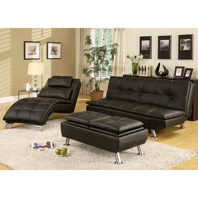 Contemporary Sofa Bed Set Black