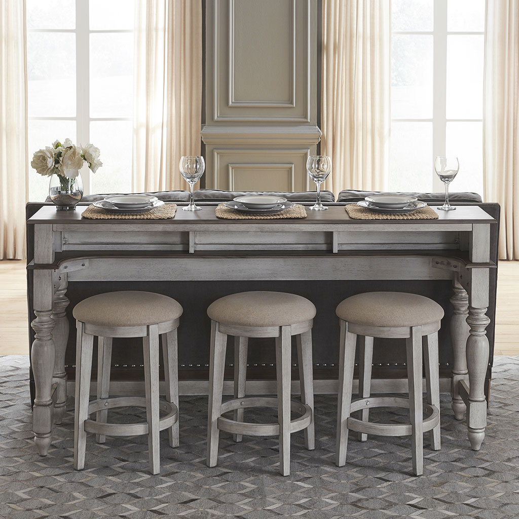 Ocean Isle Console Bar Table Set (Antique White) Liberty Furniture