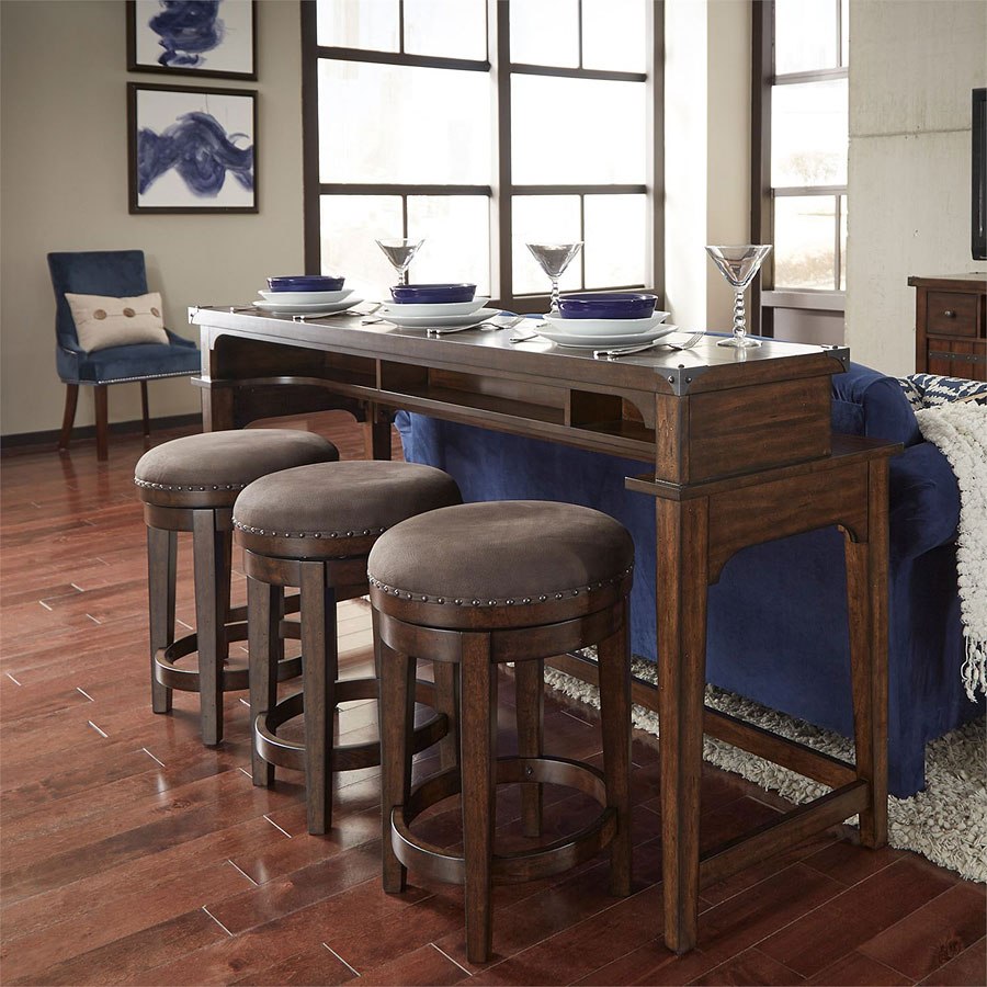 Aspen Skies Console Table Set W/ Swivel Barstools Liberty