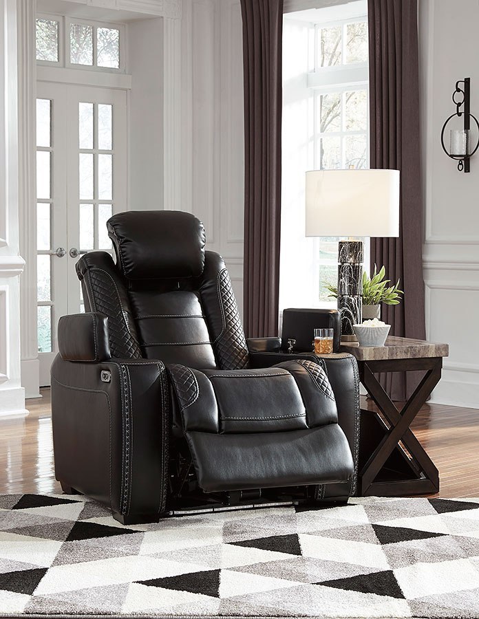 Party time midnight power recliner with adjustable headrest discount