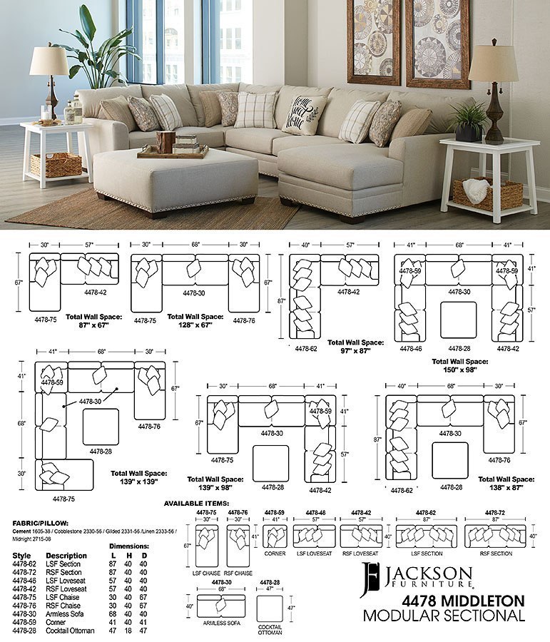 4478 middleton modular hot sale sectional