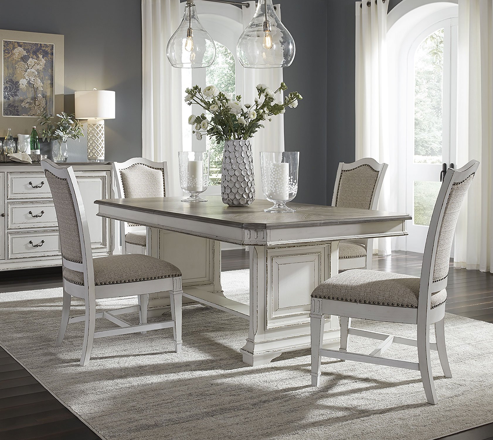Abbey park trestle dining room set deals