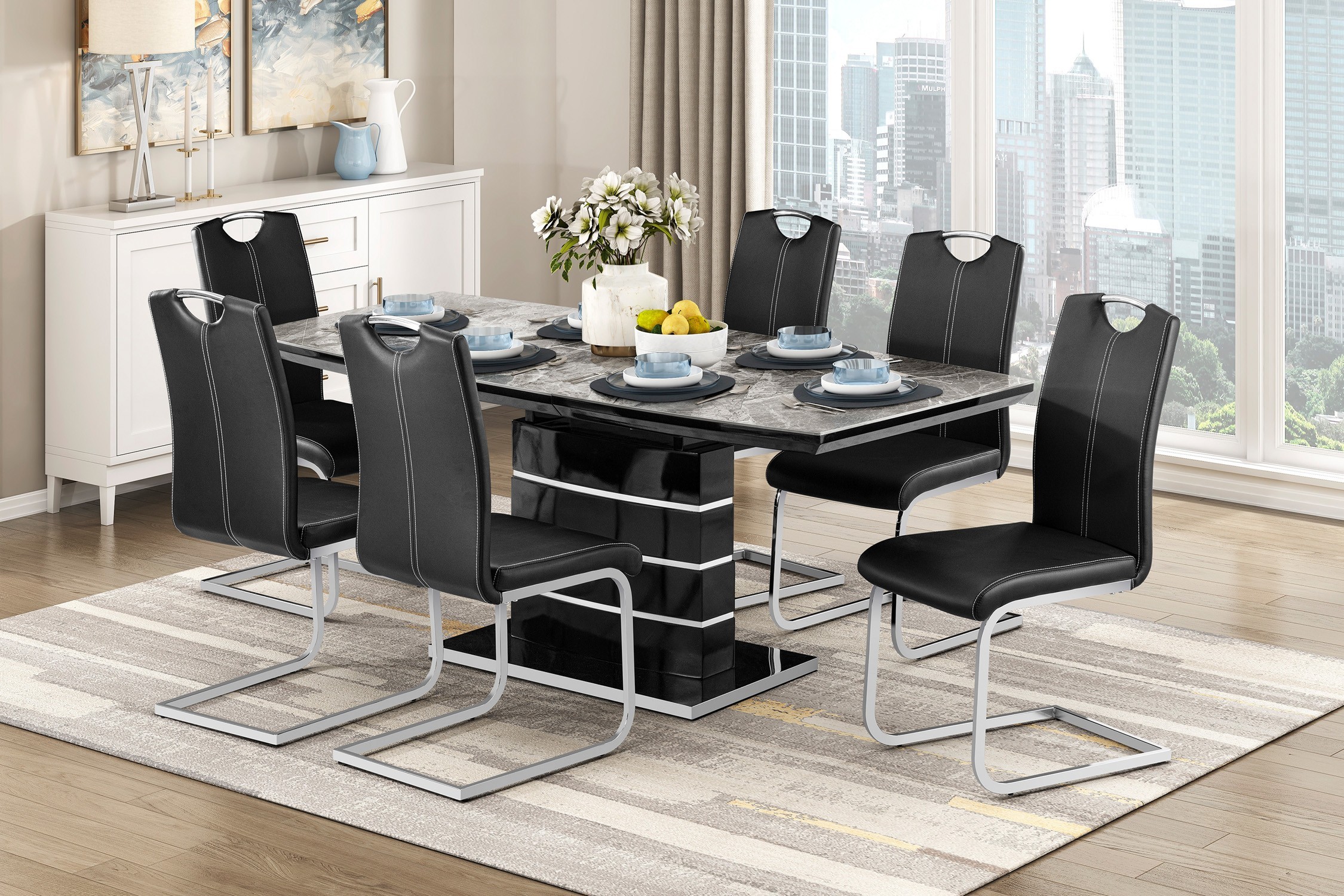Glissand Black Dining Room Set Homelegance | Furniture Cart
