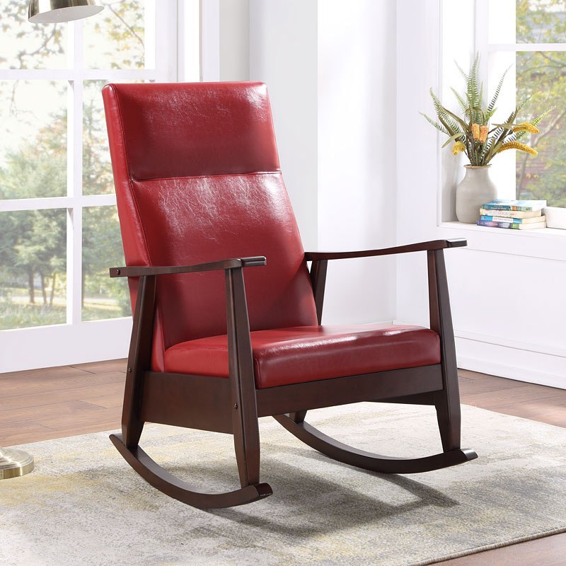 Red Rocking Chair Medium Raina Rocking Chair (Red) Acme Furniture | Furniture Cart