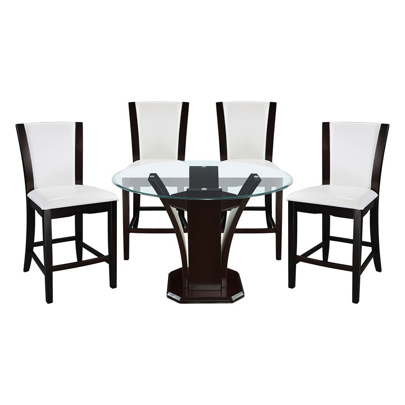 Daisy 48 Inch Round Counter Dining Set W/ White Chairs Homelegance ...
