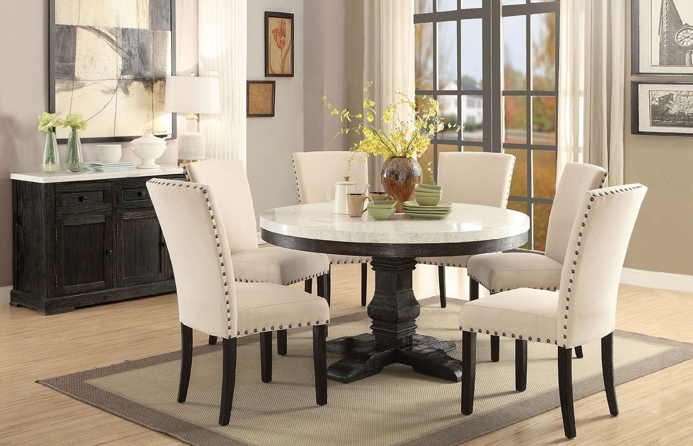 Nolan Round Dining Room Set Acme Furniture Furniture Cart