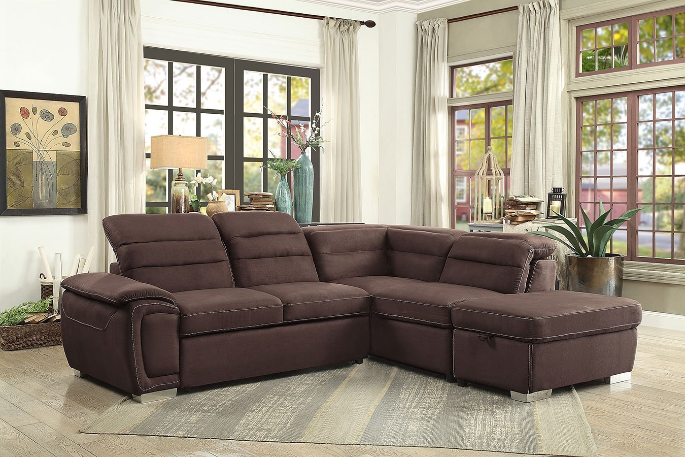 Platina Sectional W Pull Out Bed And