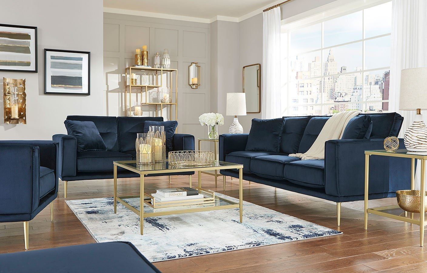 navy accessories living room