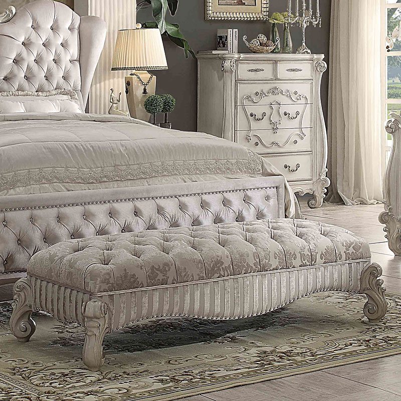Versailles II Upholstered Panel Bed (Bone White) Acme