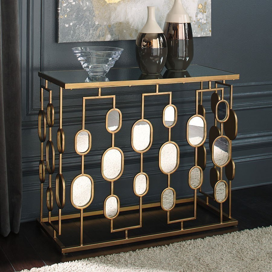 Ashley Majaciコンソールテーブルアンティーク加工ミラーA92 Majaci Console Table Signature Design | Furniture Cart