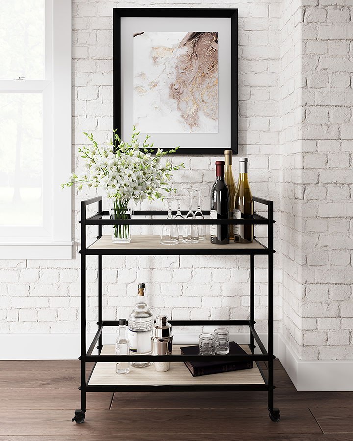 Waylowe Bar Cart (Black and Tan)