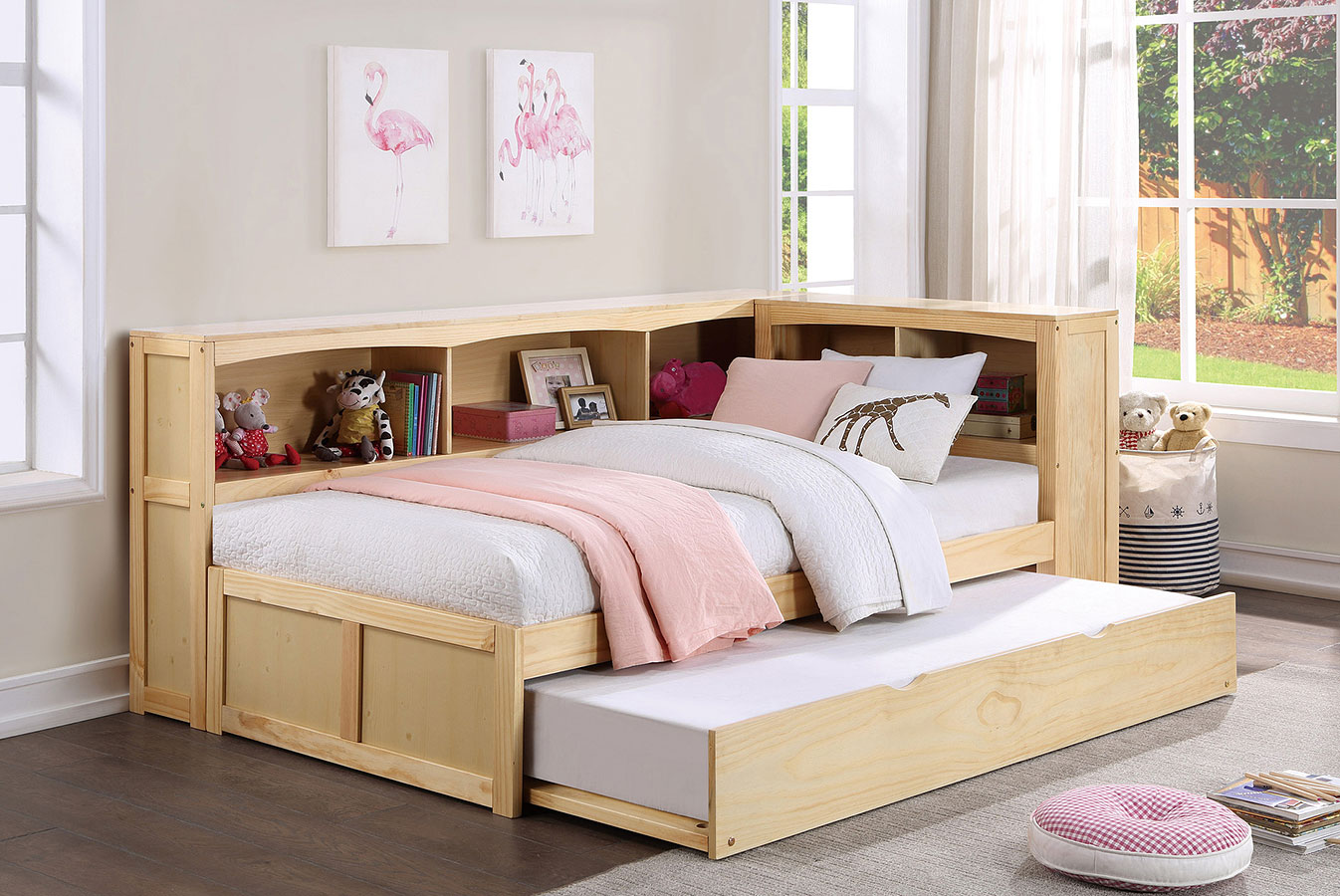 Corner twin beds with trundle discount