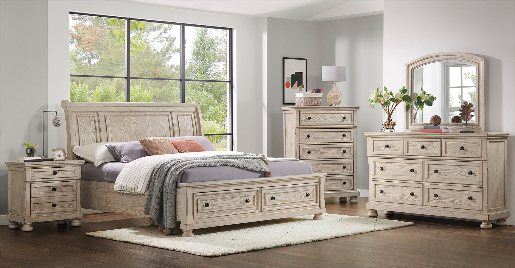 Allegra Storage Bedroom Set White Ash
