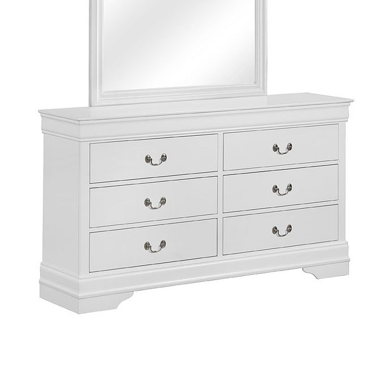 Louis Philippe Dresser with Mirror - White
