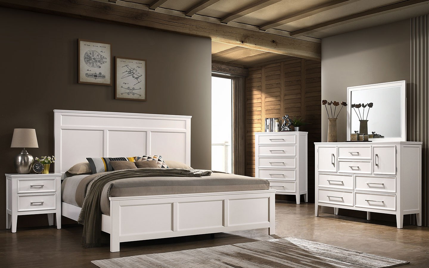 Andover Panel Bedroom Set (White) New Classic Furniture | Furniture Cart