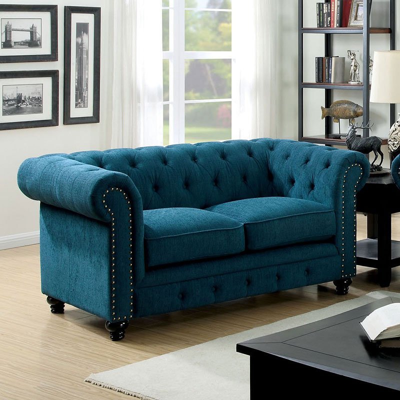 Dark shop teal loveseat