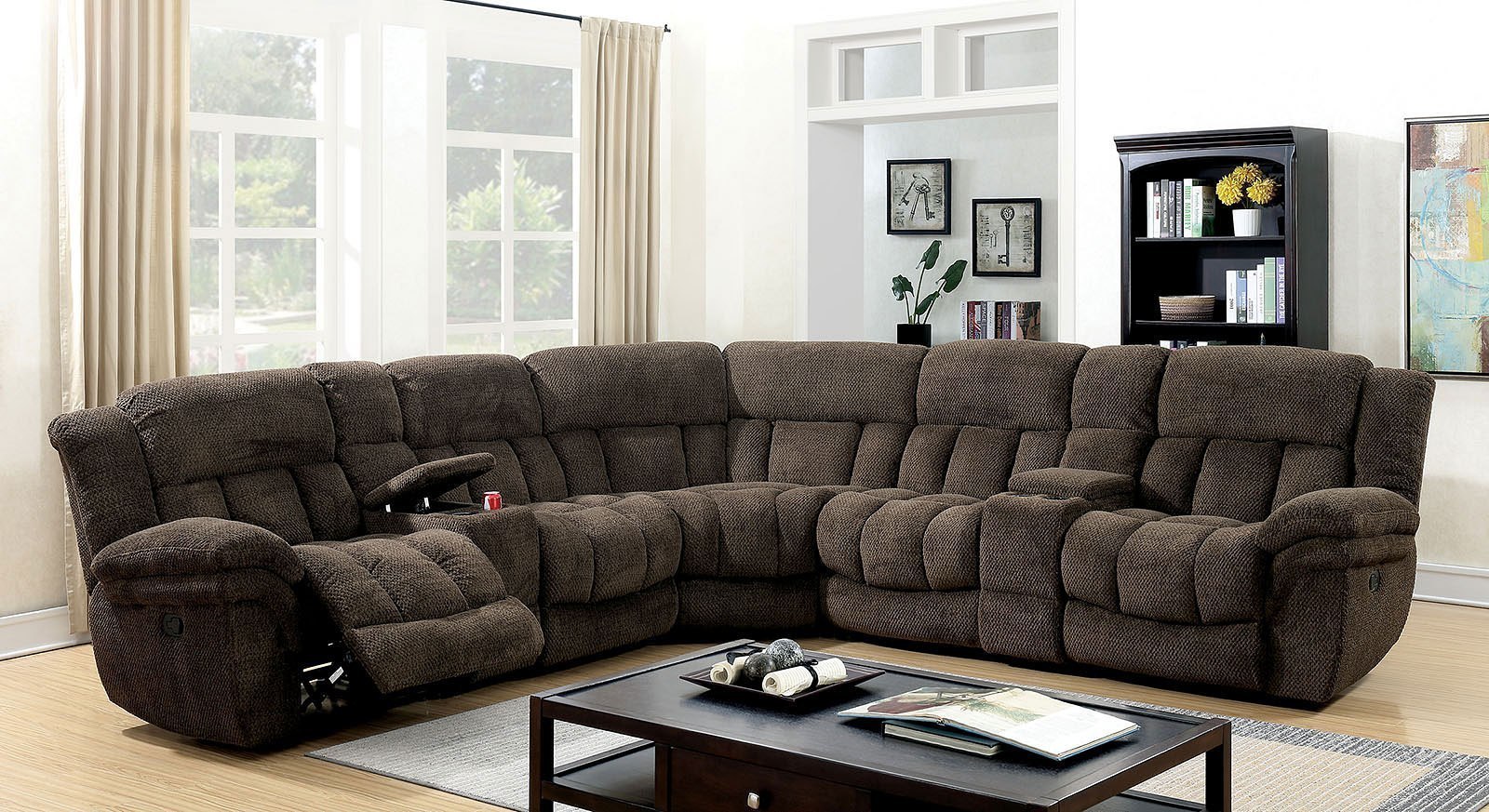 Brown sectional sofas with cheap recliners