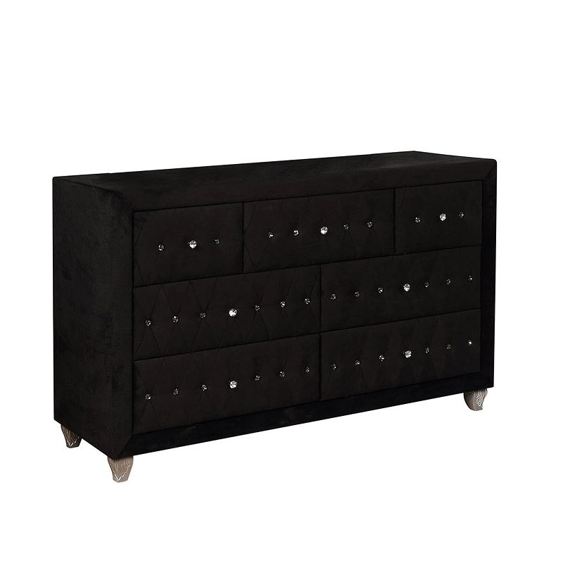 Alzir Upholstered Bedroom Set (Black) Furniture Of America