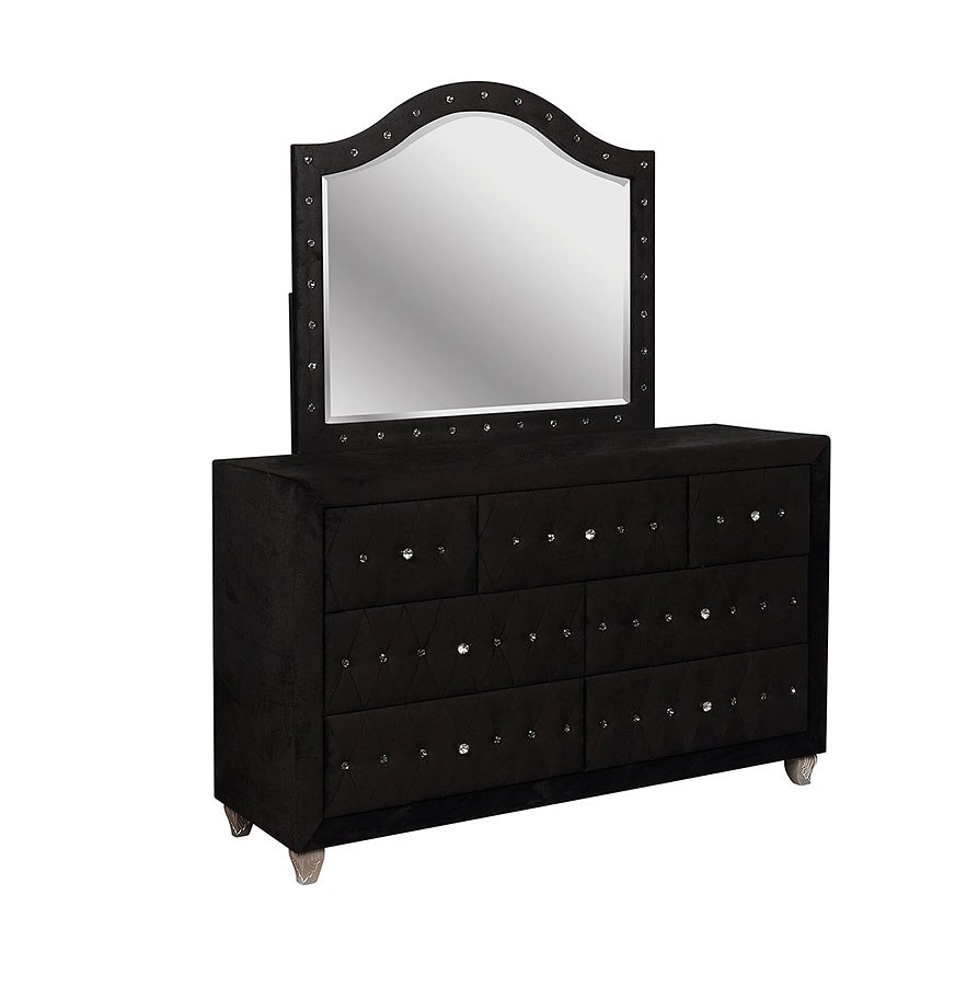 美品  JOURNAL STANDARD FURNITURE ANOR Alzir Upholstered Bedroom Set (Black) Furniture Of America