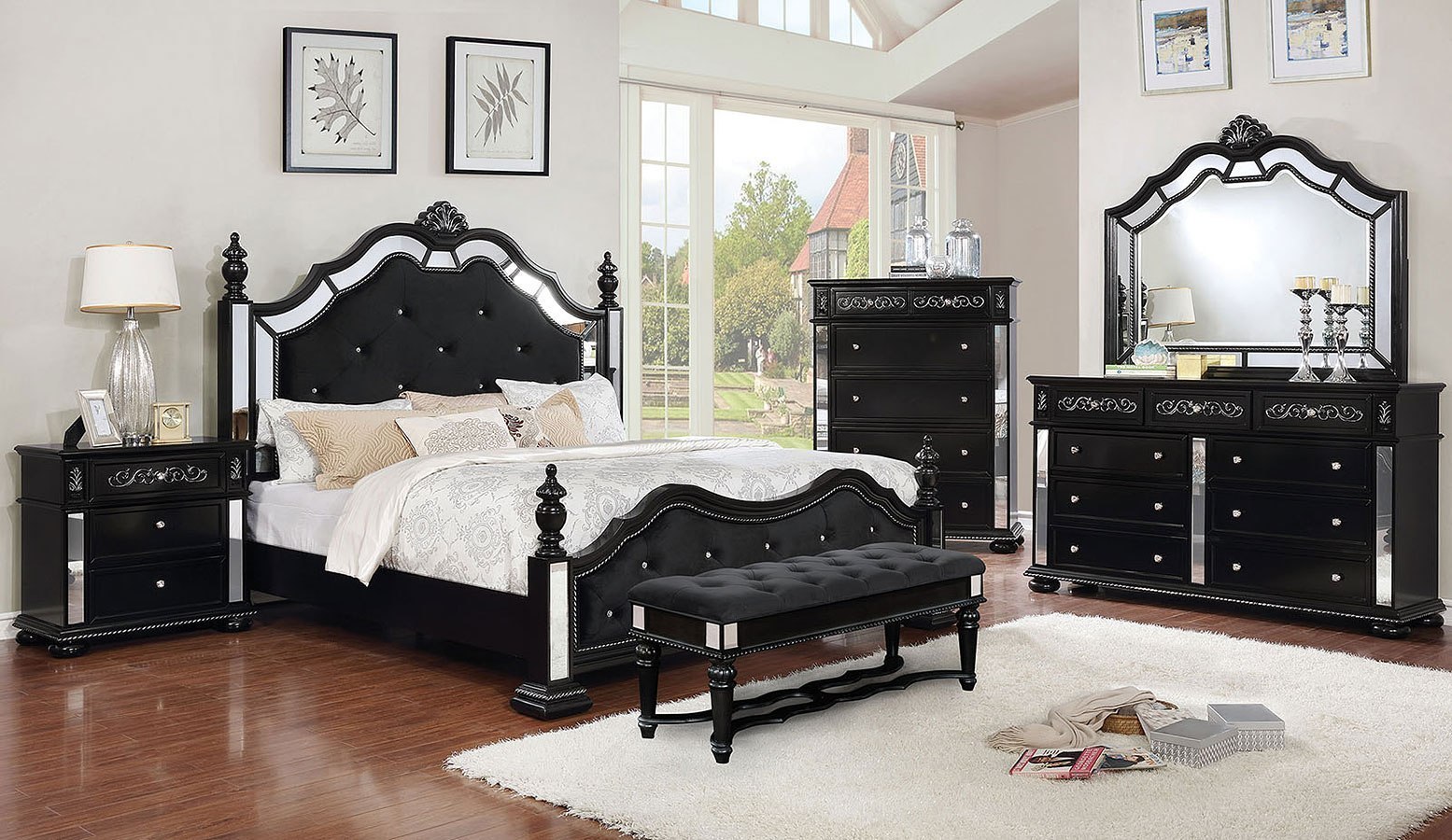 Black bed set furniture hotsell