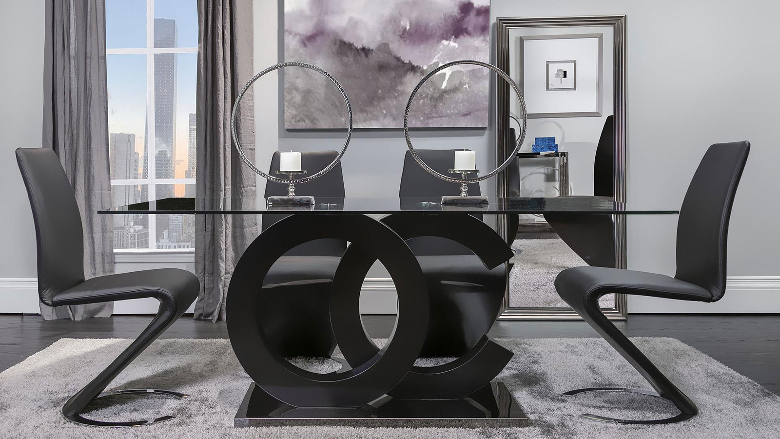 D2207 Dining Room Set W/ D9002 Black Chairs Global Furniture