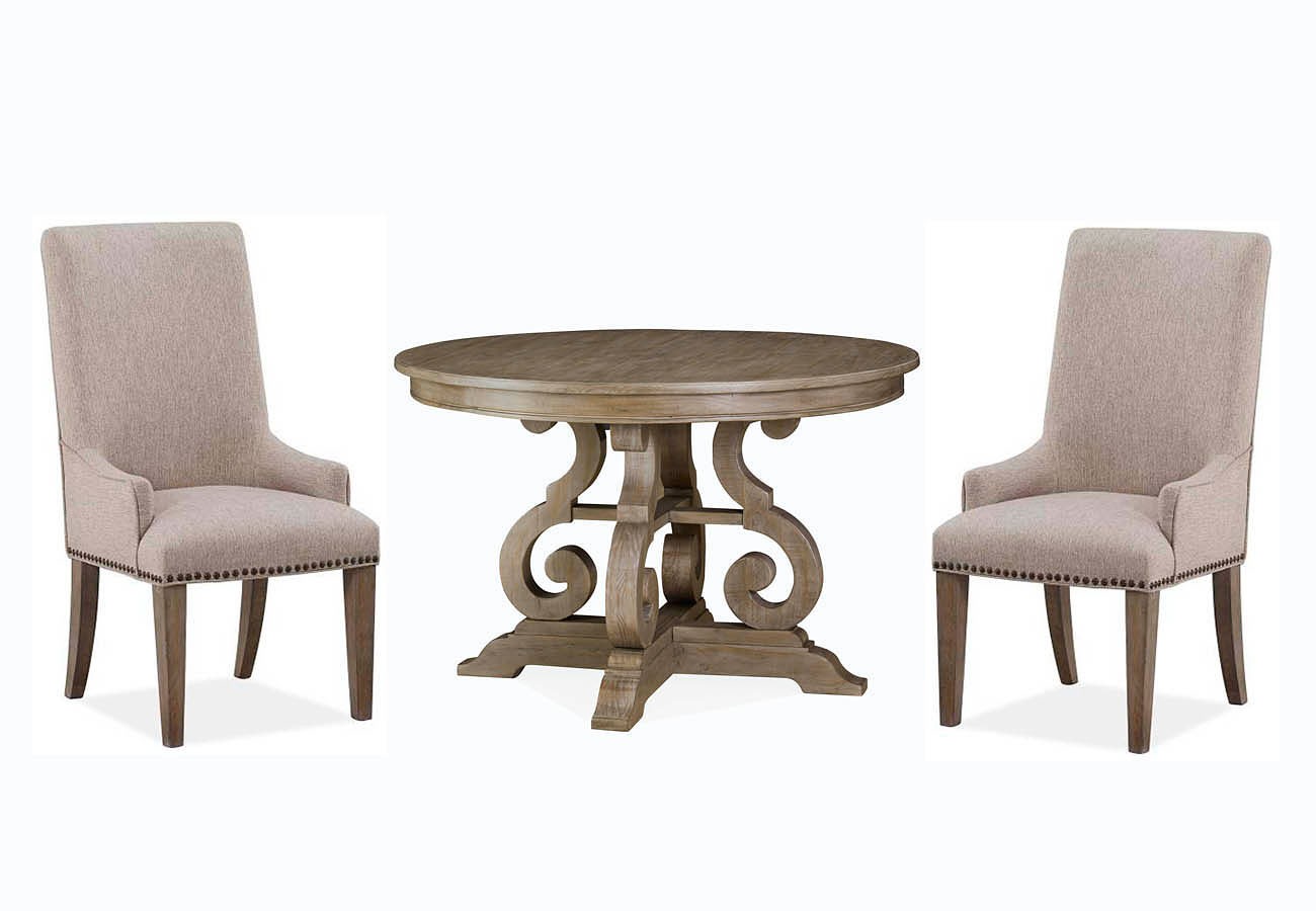 Tinley Park 48 Inch Round Dining Room Set W/ Upholstered Host Chairs ...