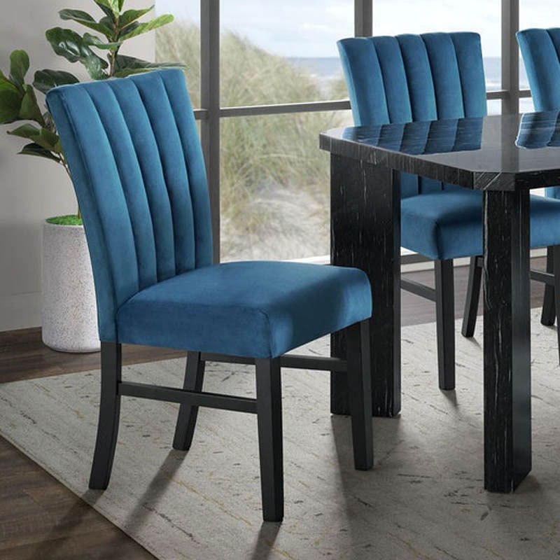 Bellini Velvet Side Chair Navy Blue Set of 2