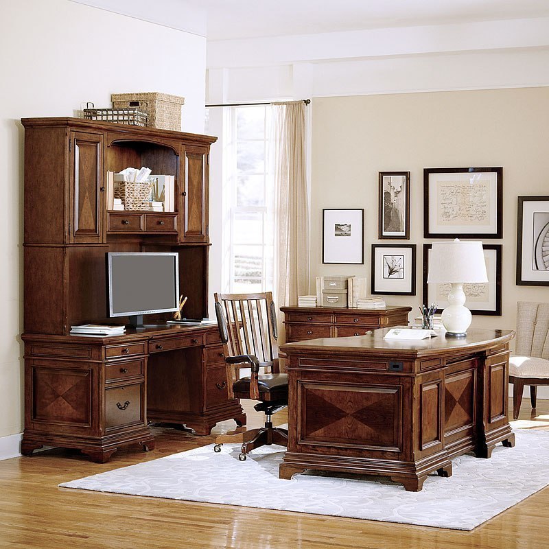 Hawthorne 66 Inch Curved Executive Home Office Set Aspenhome