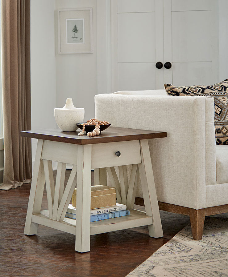 Pinebrook End Table (Prairie White) Aspenhome | Furniture Cart