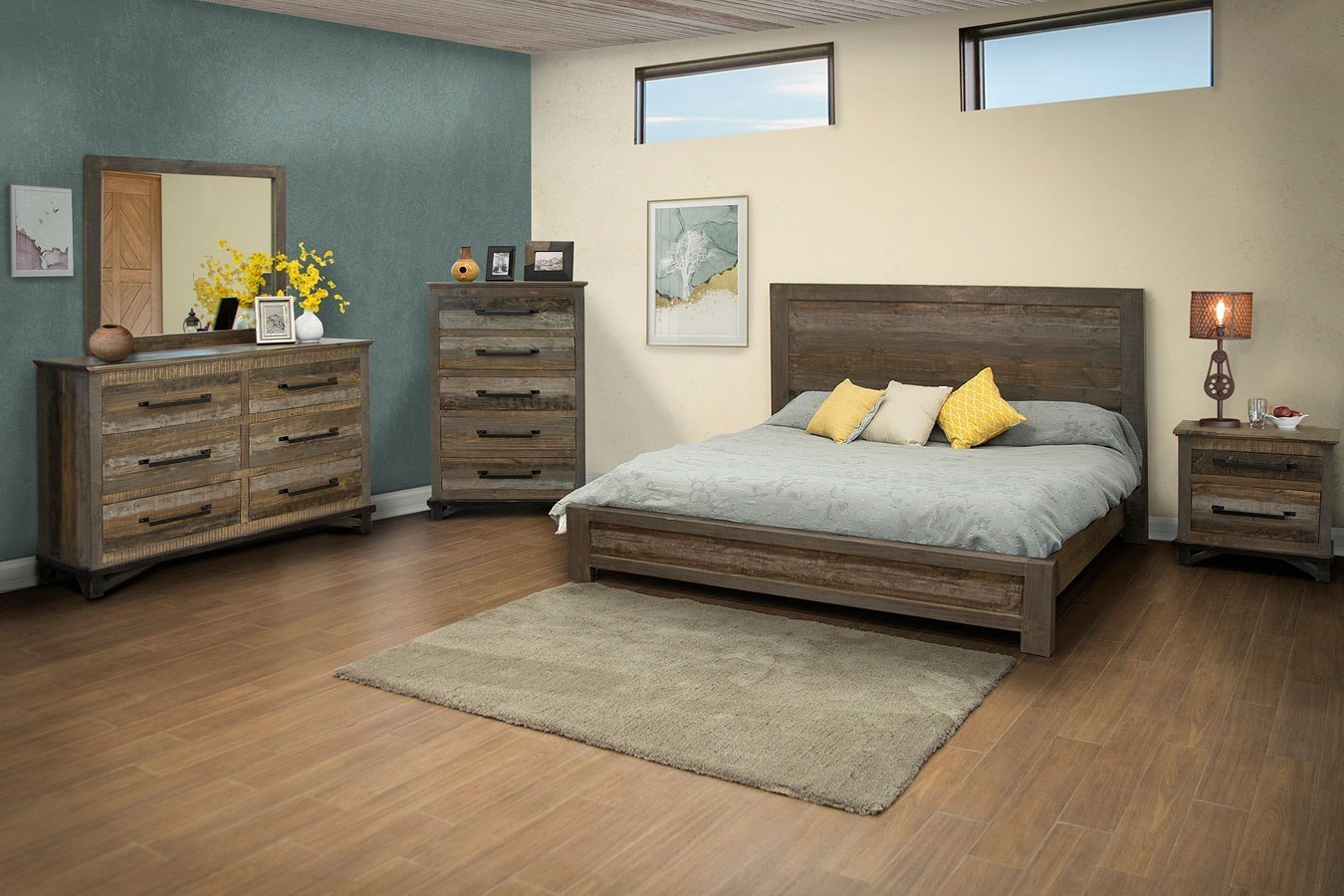 Loft Brown Panel Bedroom Set IFD Furniture Furniture Cart