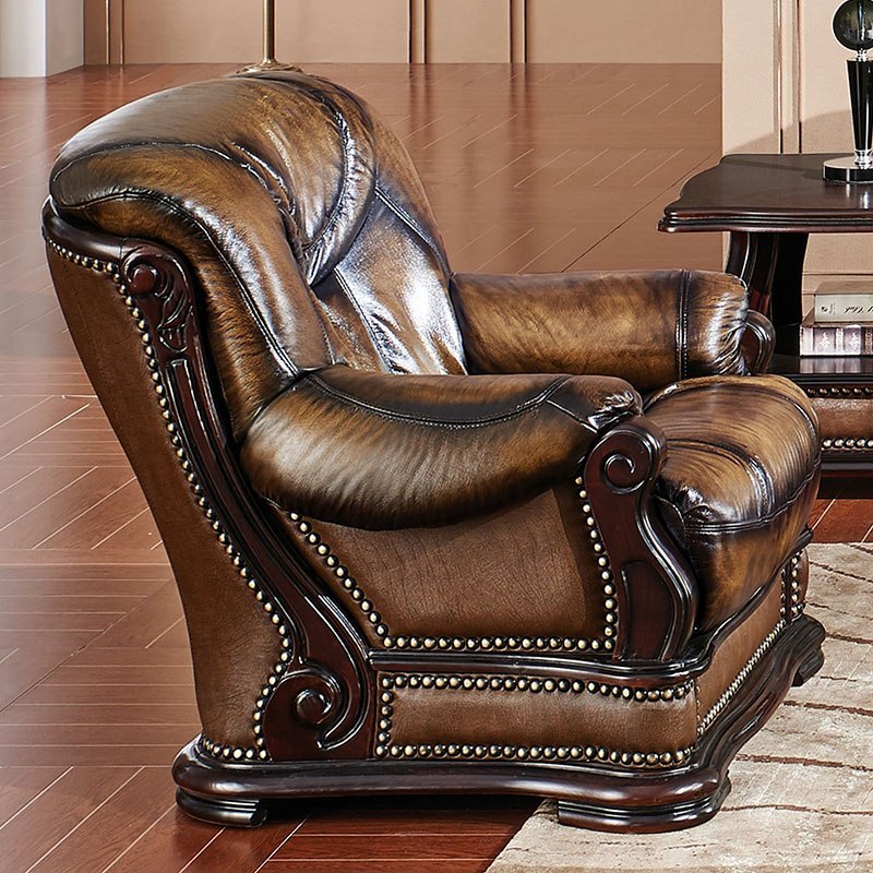 Oakman Italian Leather Chair ESF Furniture Furniture Cart